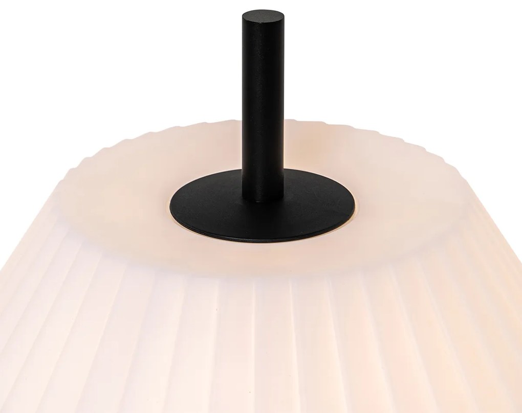 Candeeiro de mesa exterior moderno preto com cúpula branca IP44 - Robbert Moderno