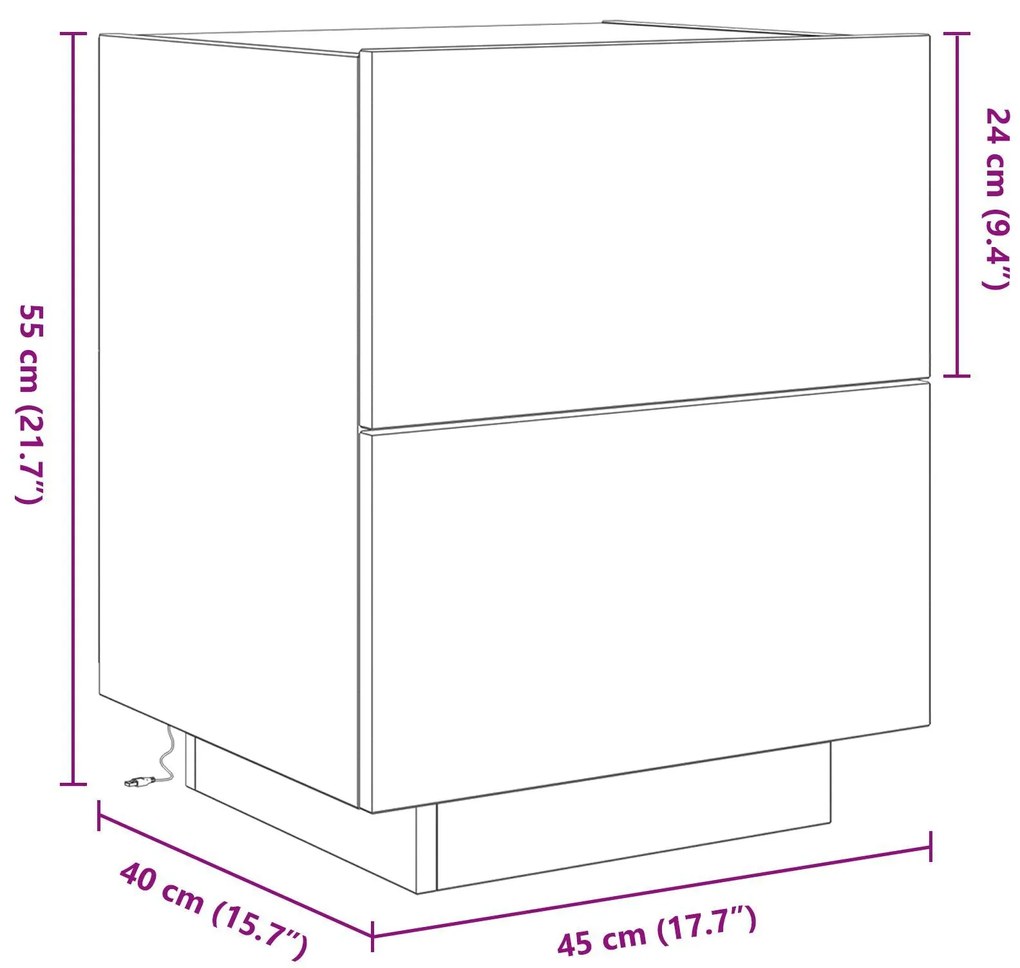 Cristaleira vidaXL com Luzes LED Carvalho Artesanal 45x40x55 cm