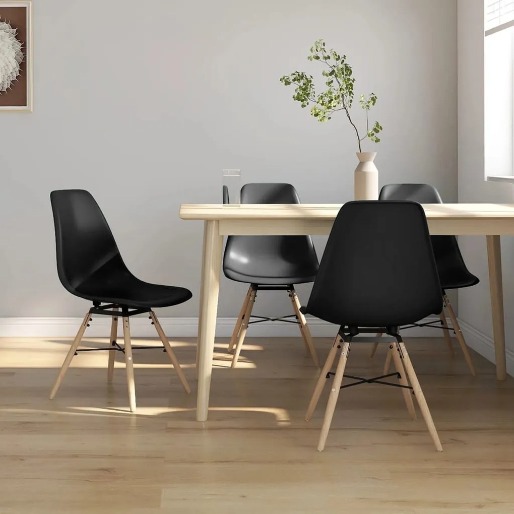 vidaXL Cadeiras de jantar 4 pcs PP preto