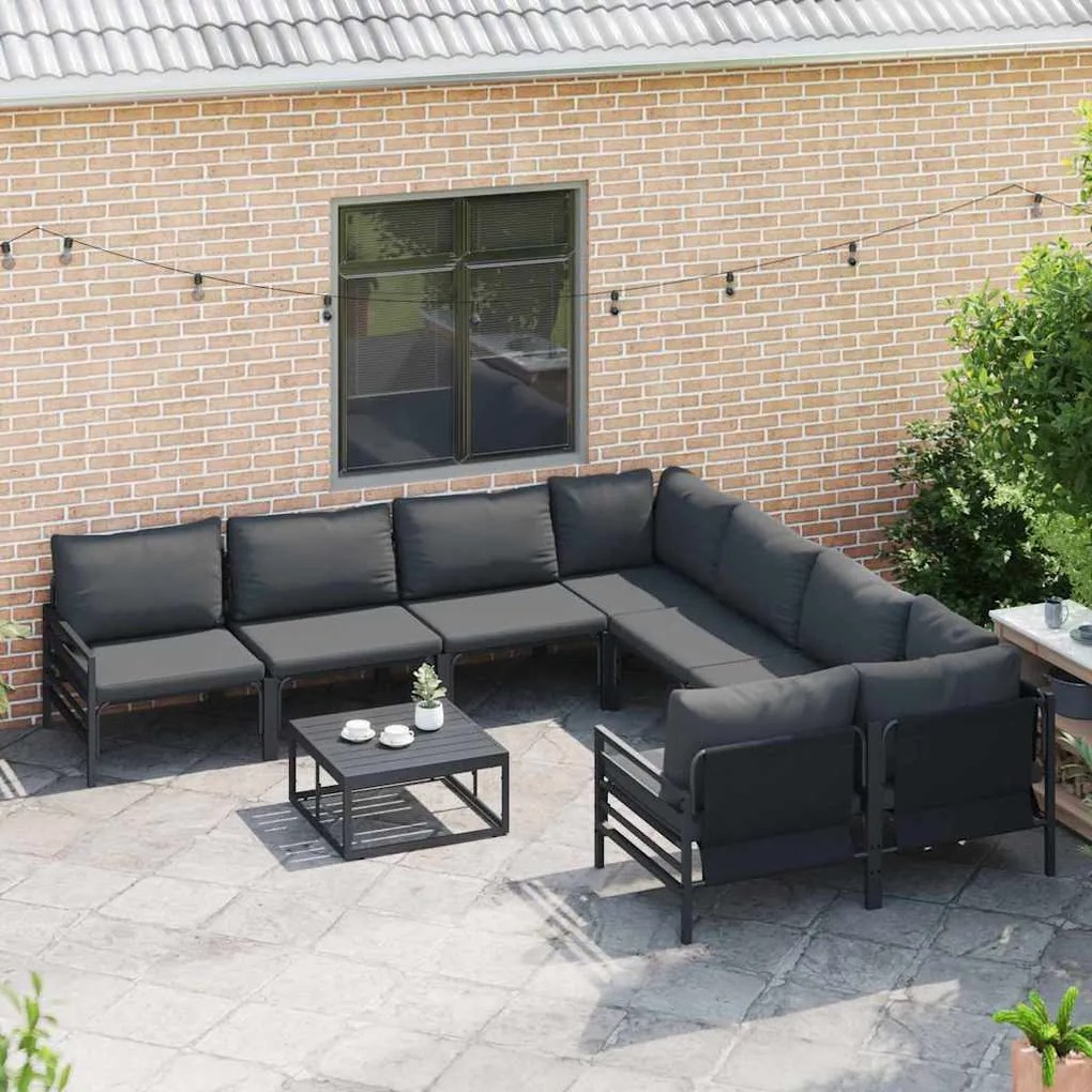 Conjunto de Sofá de Jardim 8 pcs Antracite Aço