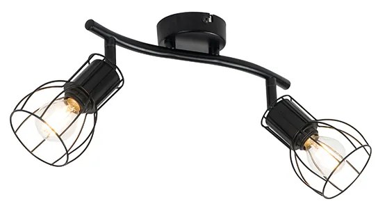 Candeeiro de teto moderno preto 2 luzes ajustáveis - Botu Moderno
