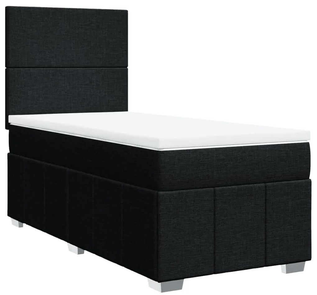 Cama com molas/colchão 100x200 cm tecido preto