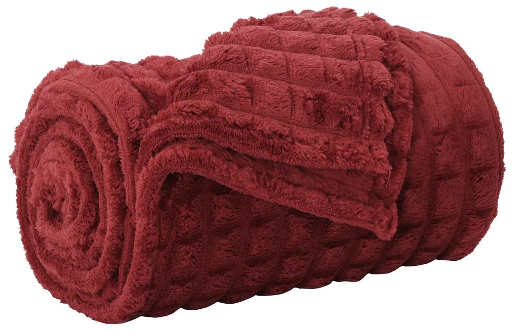 vidaXL Cobertor Vermelho Bordeaux 270 x 240 cm Lã