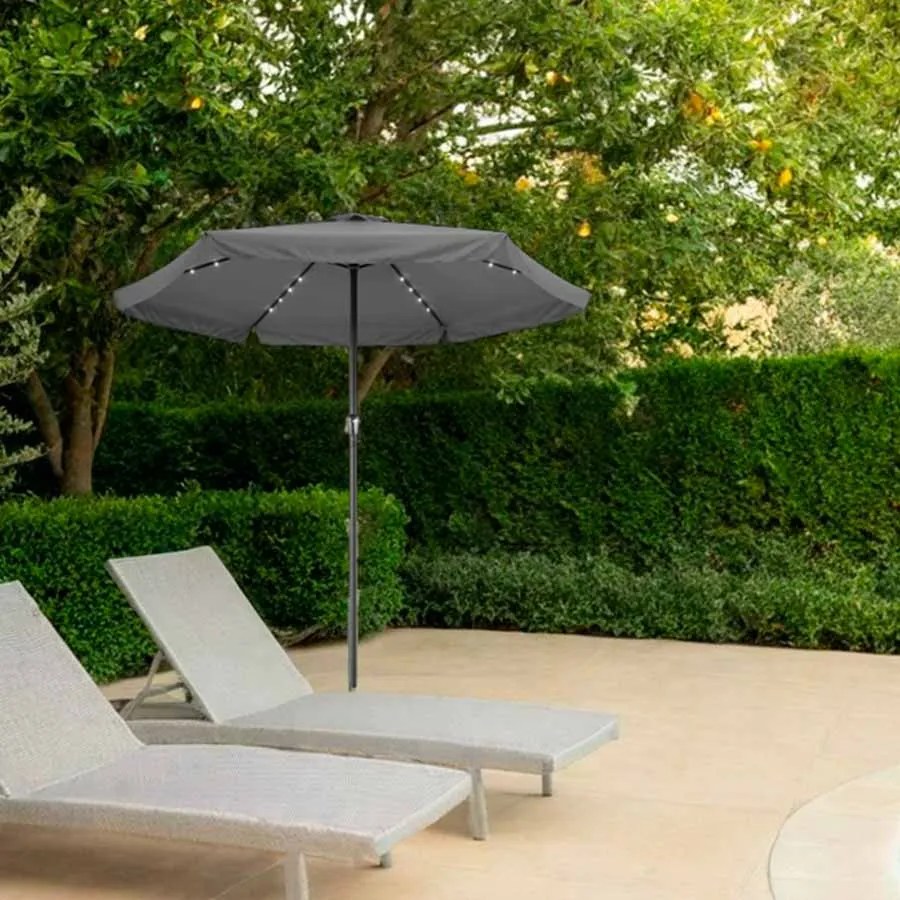 Guarda-sol solar LED Atenas Ø330cm Proteção UV 80+ antracite