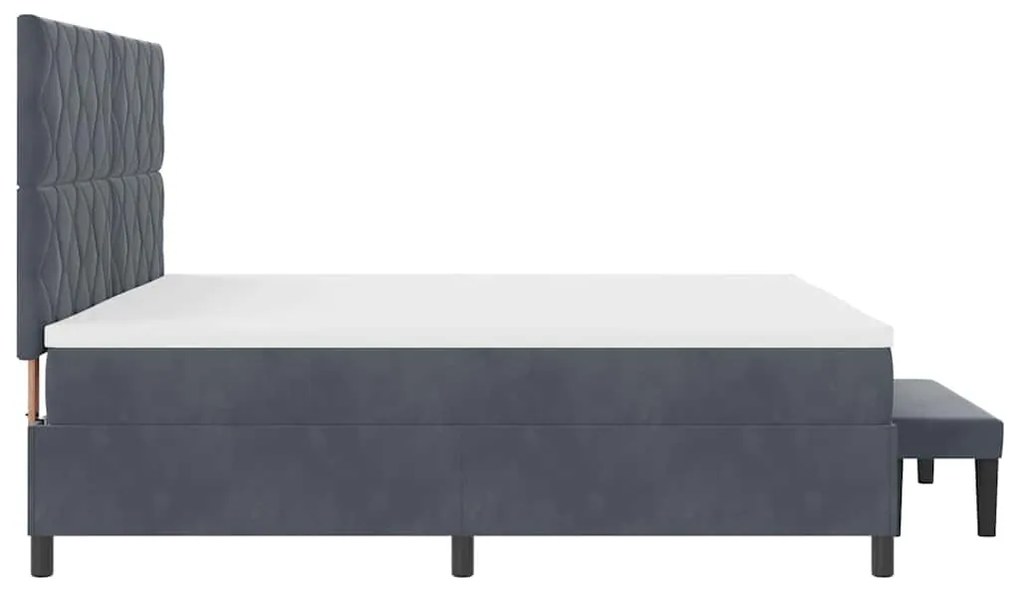 Cama Box Spring com Colchão &amp; Banco Cinza Escuro 200x200 cm Veludo