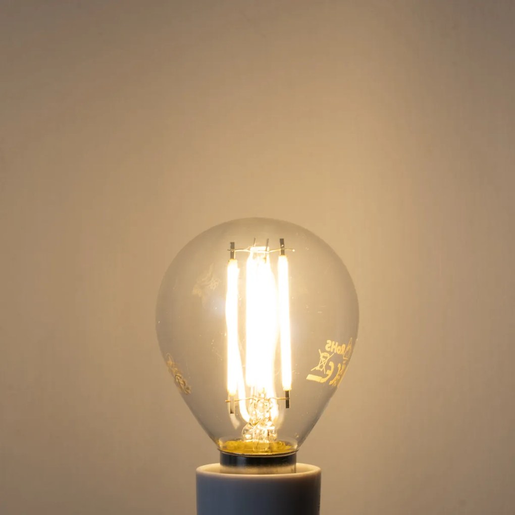 Conjunto de 5 lâmpadas de filamento LED E14 reguláveis G45 transparentes 4W 470 lm 2700K