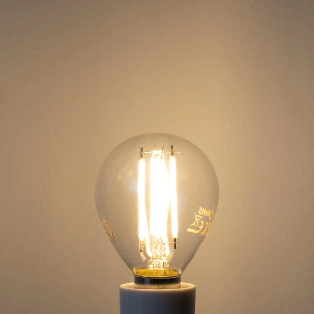 Conjunto de 5 Lâmpadas LED Filamento E14 Reguláveis G45 Transparentes 4W 470LM 2700K