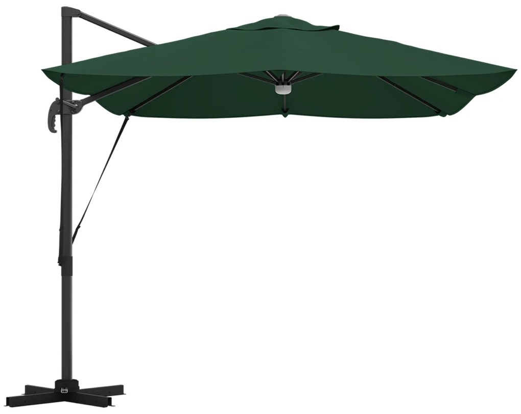 Guarda-sol Verde de Braço Articulado Verde Poliéster, Metal Grande