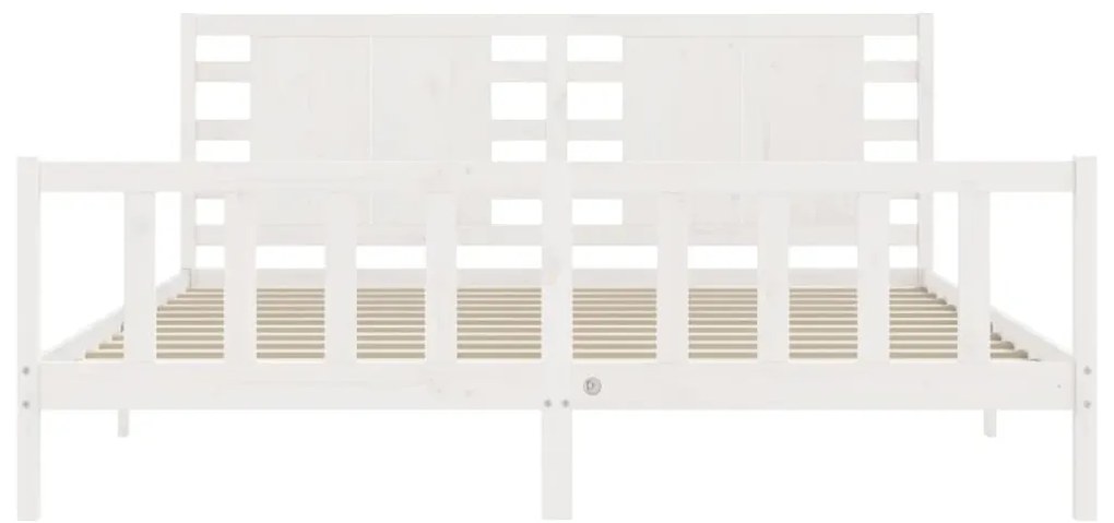 Cama sem colchão 200x200 cm madeira de pinho maciça branco