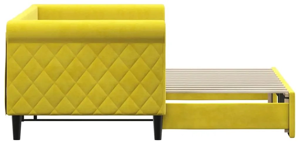 Sofá-cama com gavetão 80x200 cm veludo amarelo