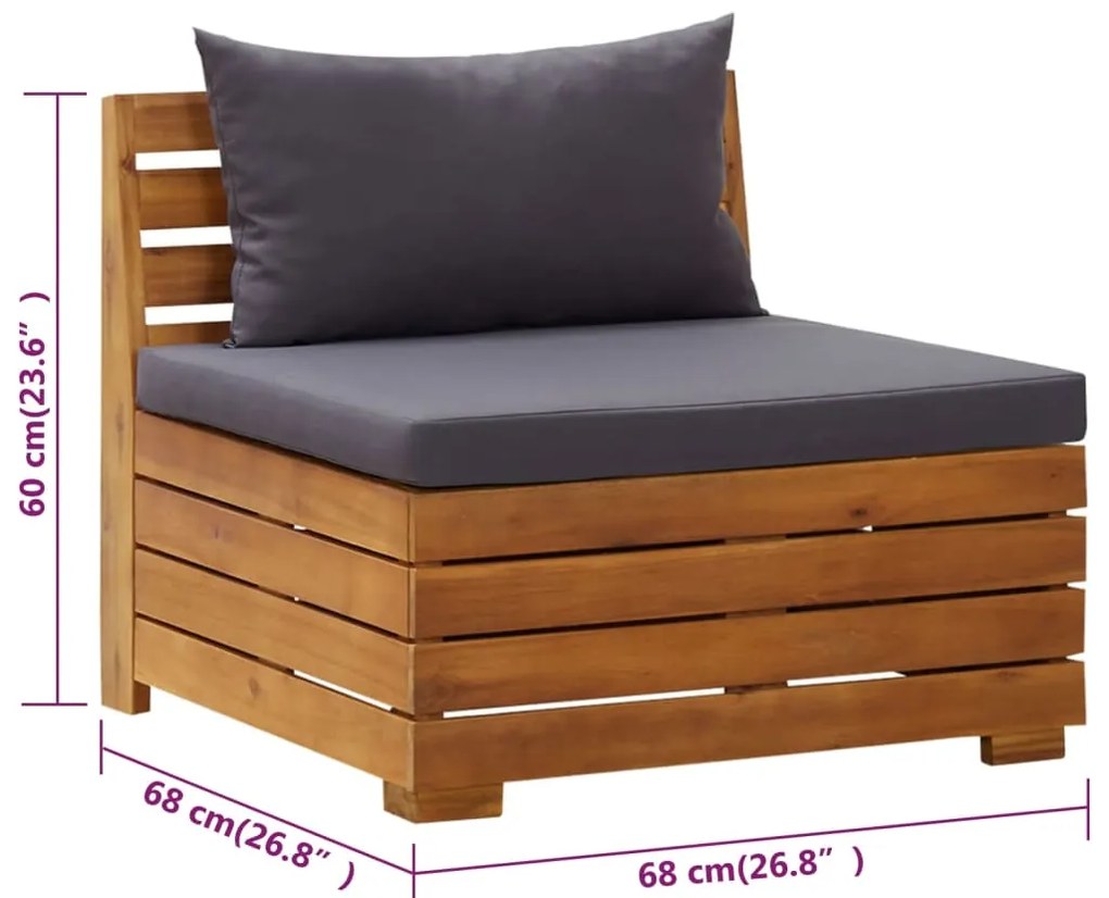 2 pcs conjunto lounge de jardim c/ almofadões acácia maciça
