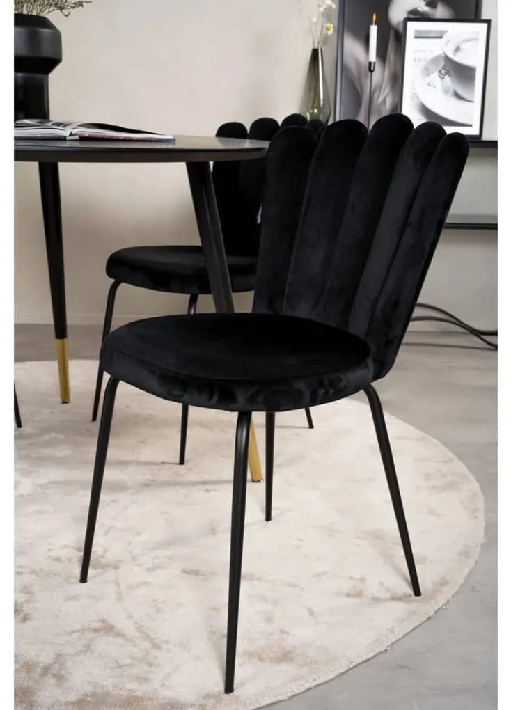 Venture Home Cadeiras de jantar Limhamn 2 pcs veludo preto