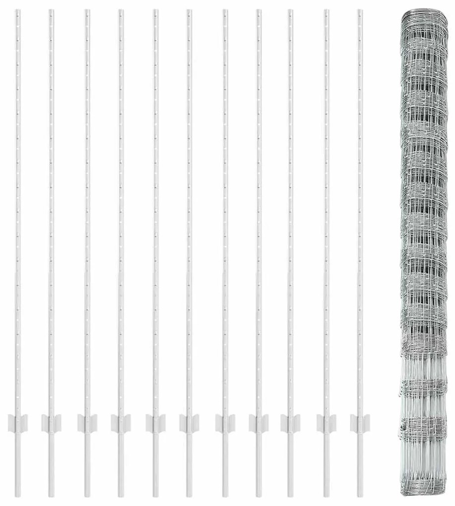 Posts de Cerca vidaXL 22 pcs U-Channel 160 cm Aço Galvanizado