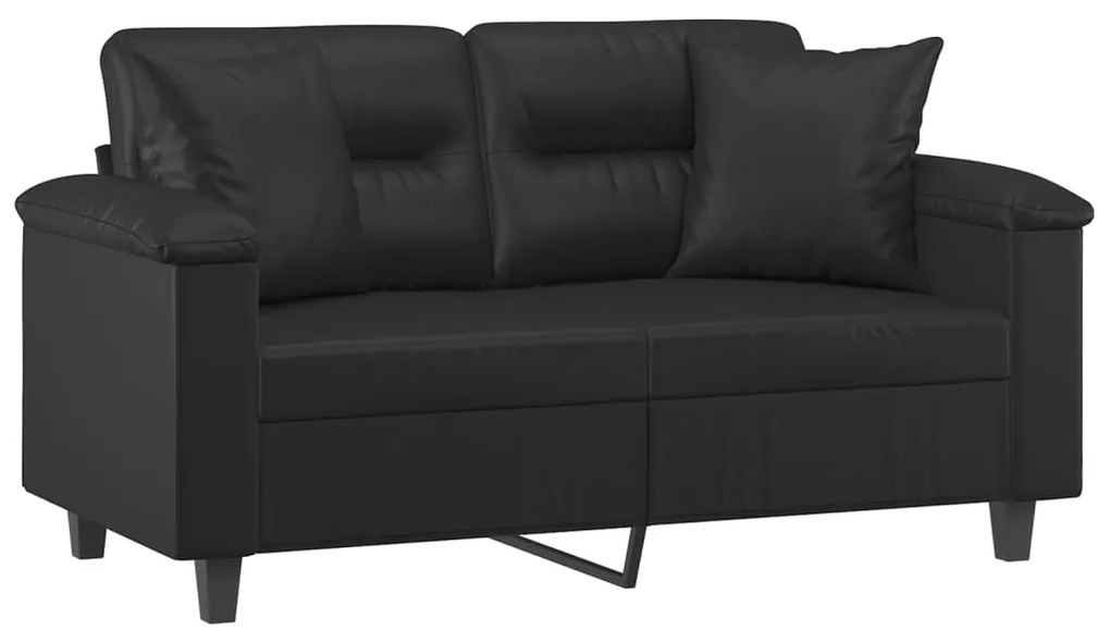Sofá 2 lugares + almofadas decorativas 120cm couro artif. preto