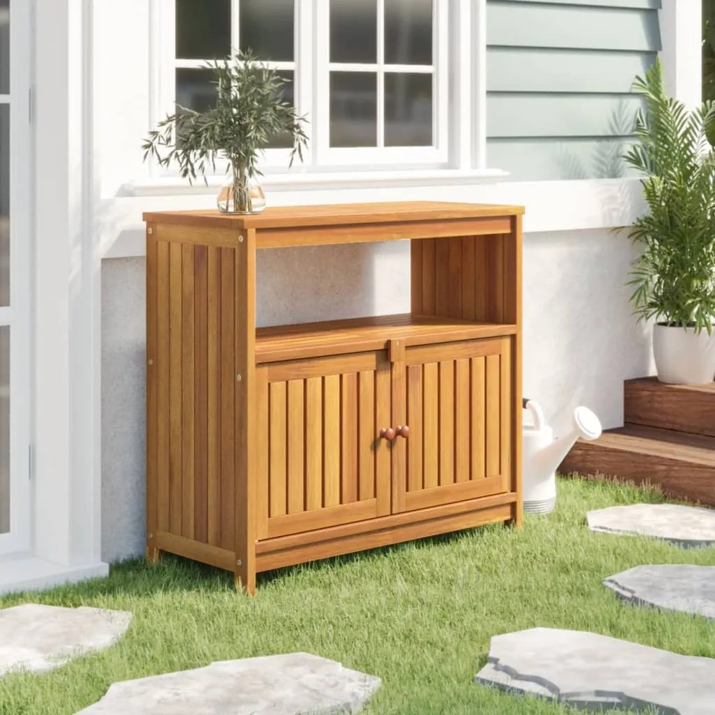 319696 vidaXL Mesa consola para jardim 80x35x75 cm madeira de acácia maciça