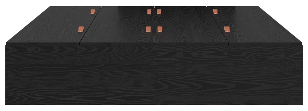 Estrado de Cama com Arrumação em Carvalho Preto 200x200 cm