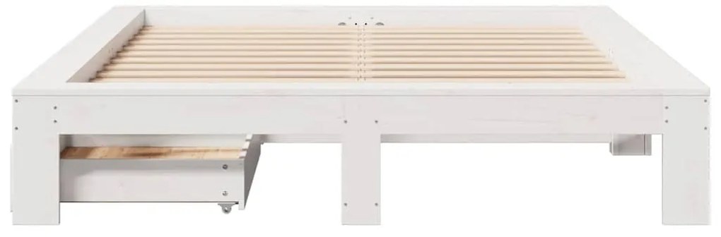 Cama sem colchão 140x190 cm madeira de pinho maciça branco