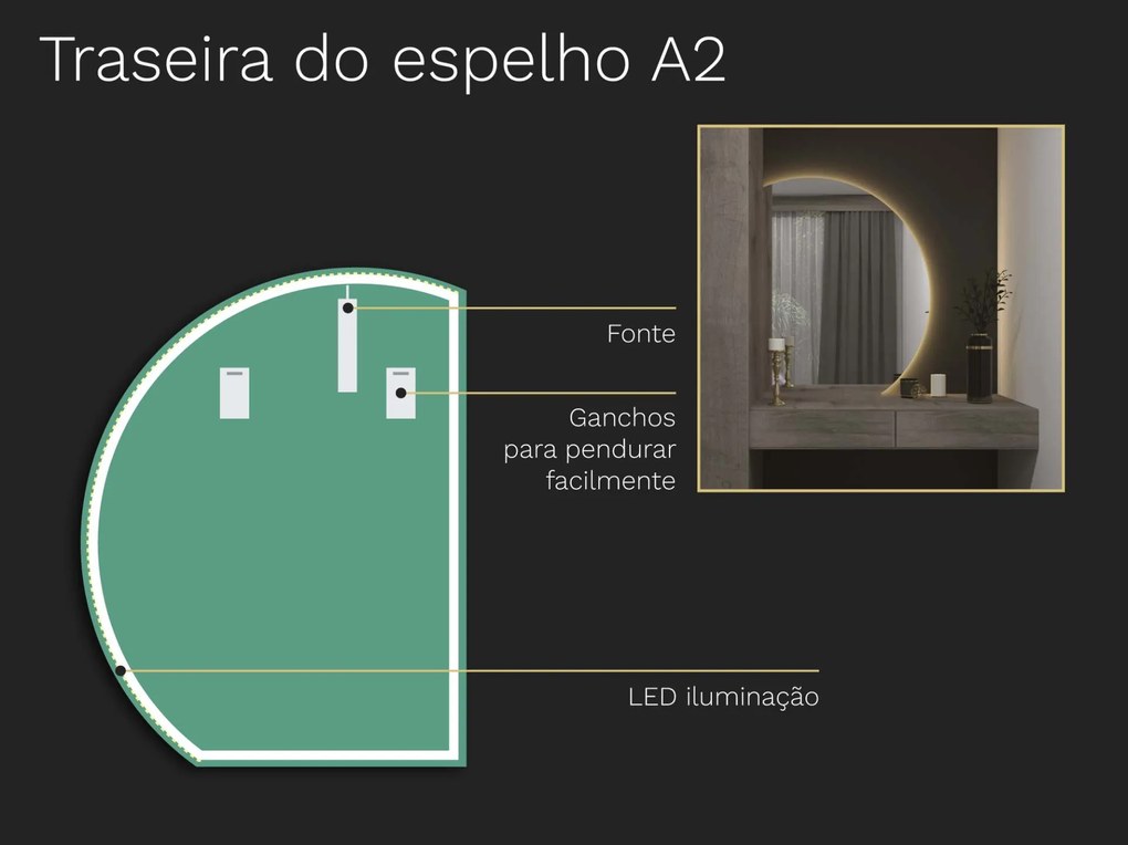Espelho atípico com iluminação A2