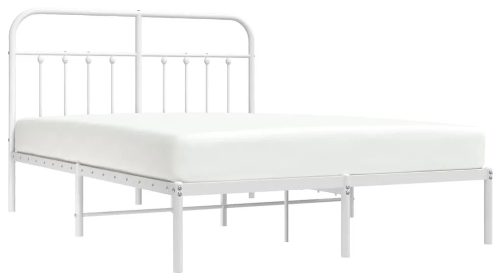 Estrutura de cama com cabeceira 150x200 cm metal branco