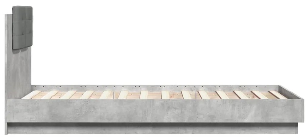 Estrutura de cama c/ cabeceira derivados madeira cinza-cimento