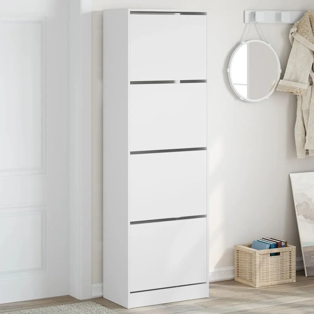 vidaXL Sapateira com 4 gavetas articuladas 60x34x187,5 cm branco