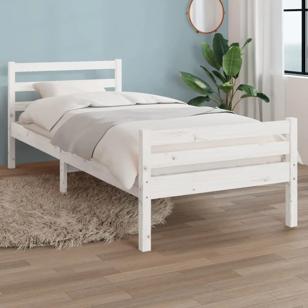 Estrutura de cama 90x200 cm madeira maciça branco