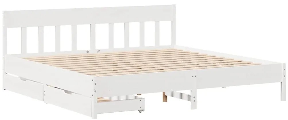 Cama sem colchão 180x200 cm madeira de pinho maciça branco