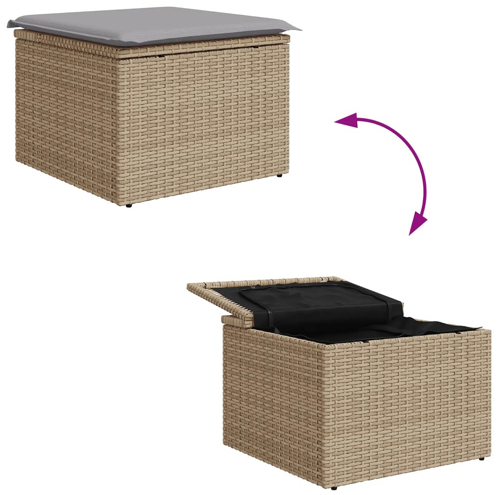 Conjunto de Sofá de Jardim vidaXL de 6 Peças com Almofadas Bege em Vim