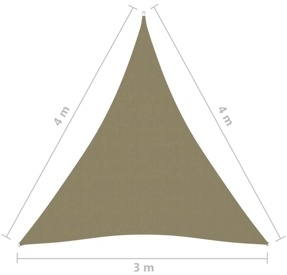 Para-sol estilo vela tecido oxford triangular 3x4x4 m bege