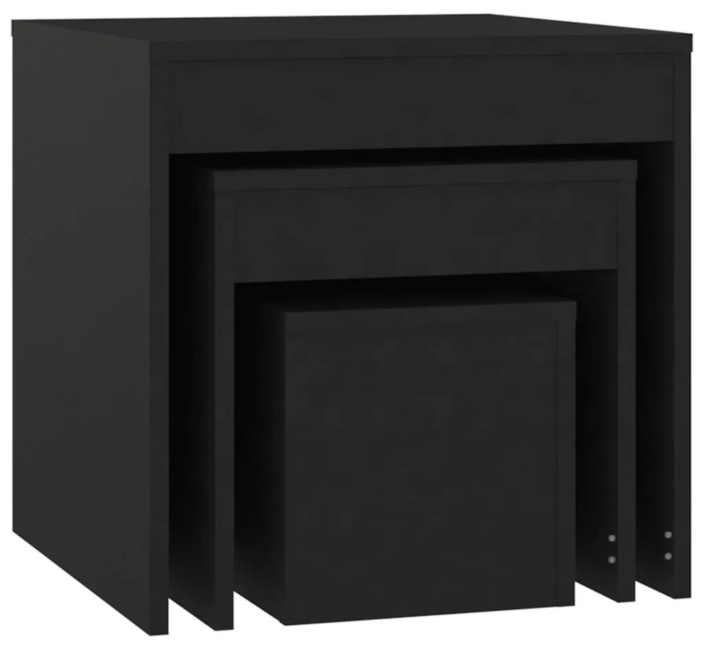 Mesas de encastrar 3 pcs derivados de madeira preto