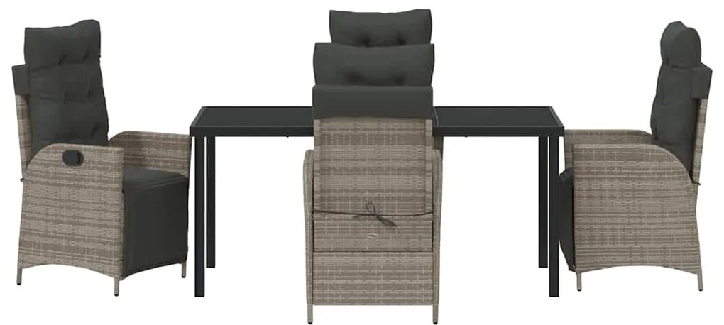 Conjunto de Jantar de Jardim de 5 Peças em Polyrattan Cinza