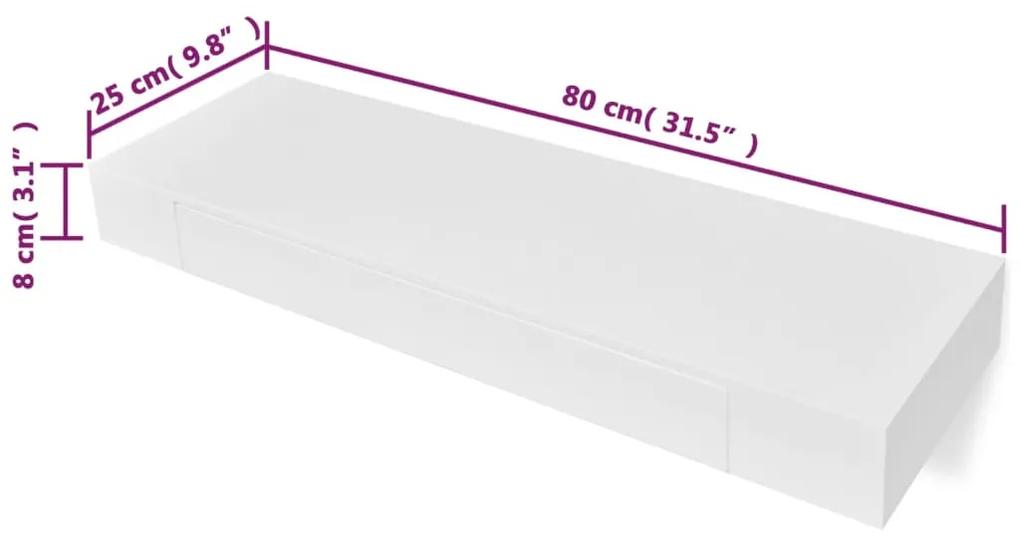 Prateleiras de parede suspensas com gavetas 2 pcs branco 80 cm