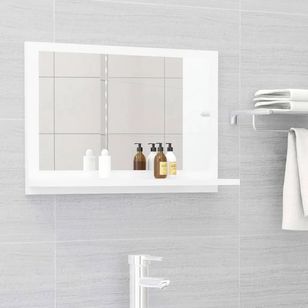 vidaXL Espelho de casa de banho derivados de madeira branco brilhante