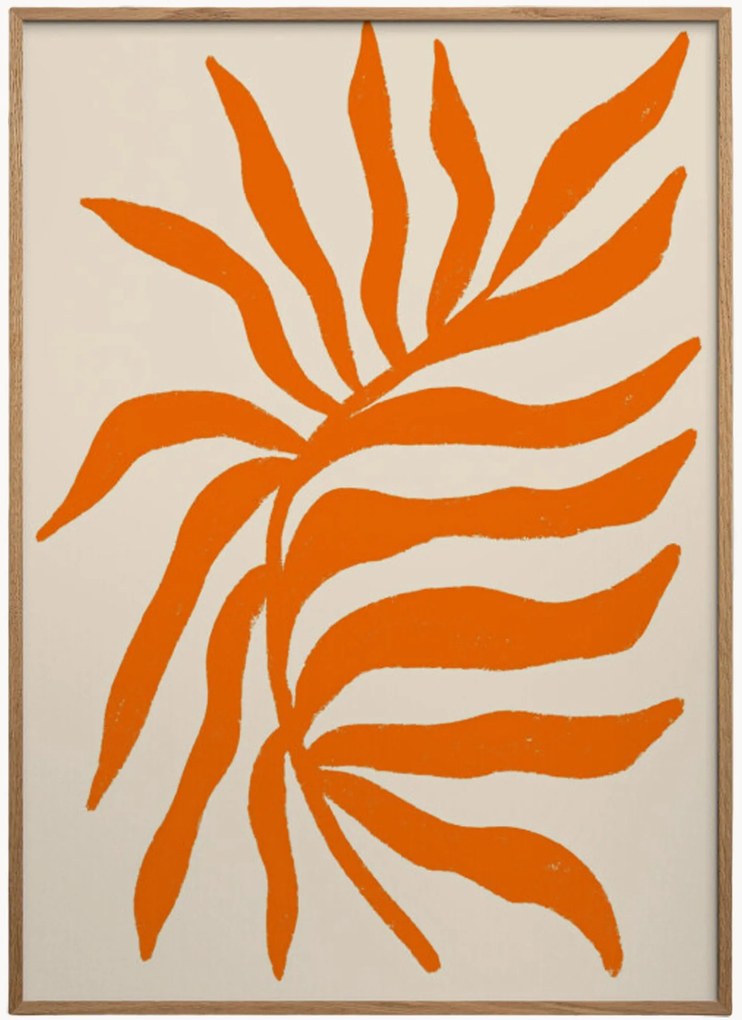Impressão digital emoldurada Orange Silhouette Textured Branch