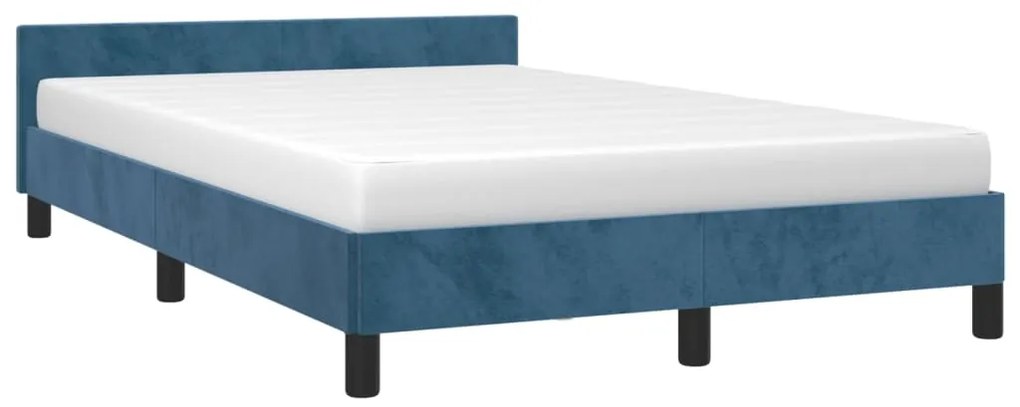 Estrutura de cama com colchão azul escuro 120x190 cm Veludo