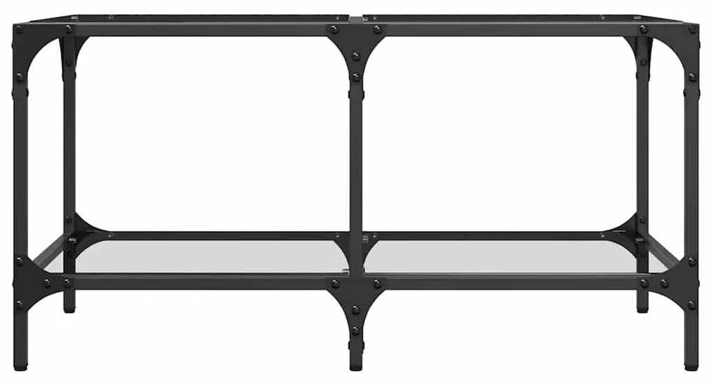 Mesa de centro c/ topo em vidro transparente 78,5x40x40 cm aço