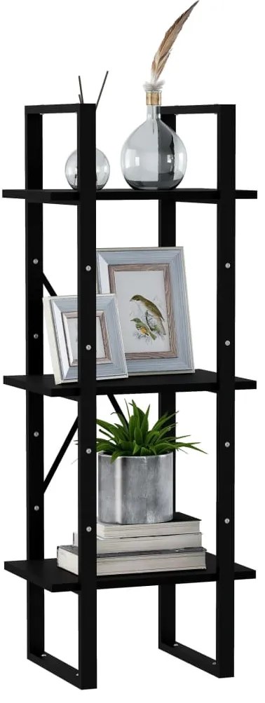 Estante c/ 3 prateleiras 40x30x105 cm pinho maciço preto