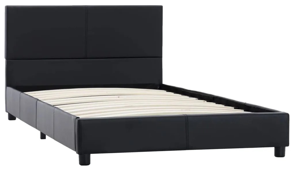 Estrutura de cama 100x200 cm couro artificial preto