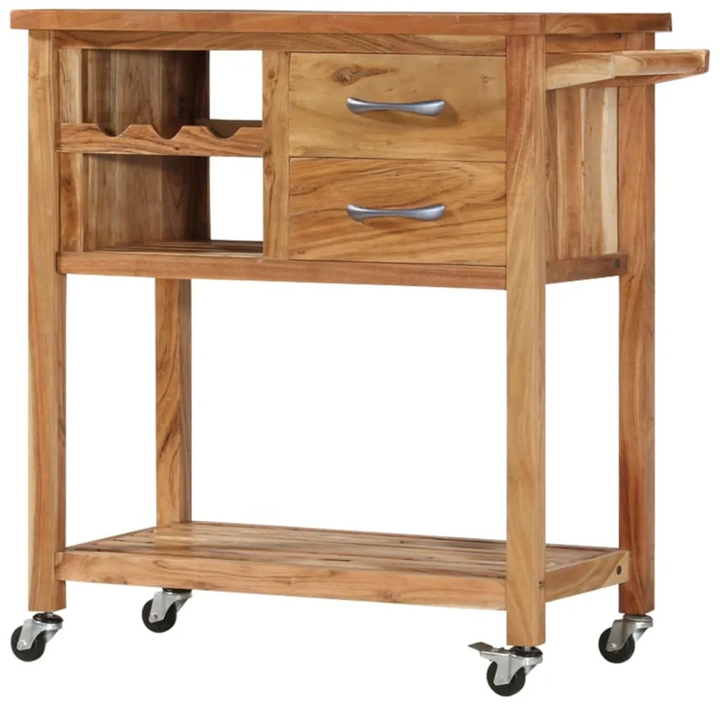 vidaXL Carrinho de cozinha 80x45x91 cm madeira de acácia maciça