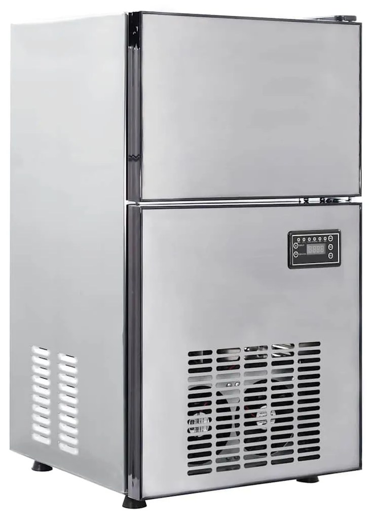 vidaXL Máquina de Cubos de Gelo com porta Prateado 43 x 40 x 71 cm