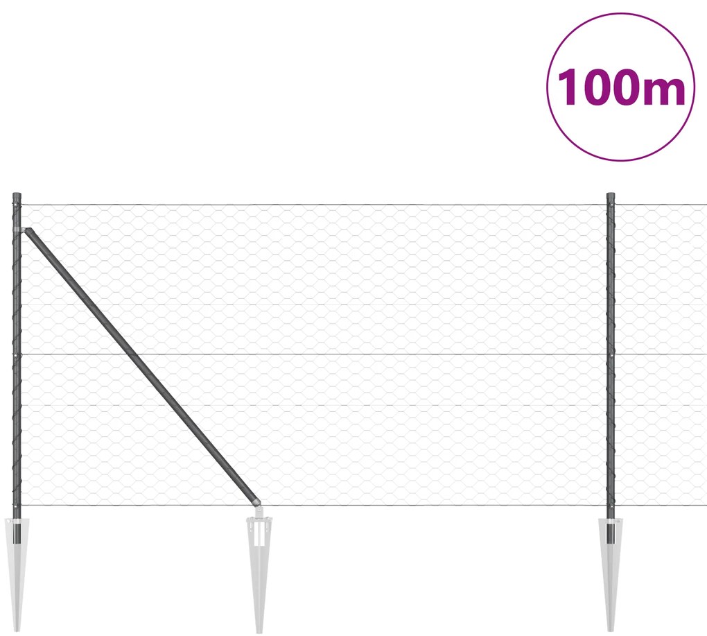 Cerca Hexagonal Cinza 1x100 m Aço