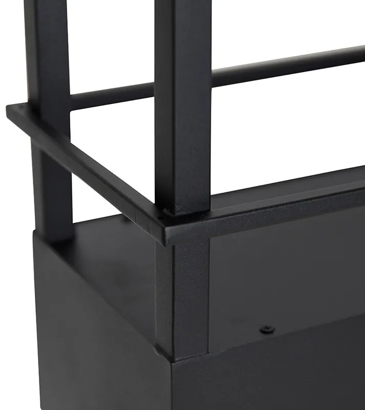Candeeiro de suspensão industrial preto com prateleira 4 luzes GU10 - Cage Rack Industrial