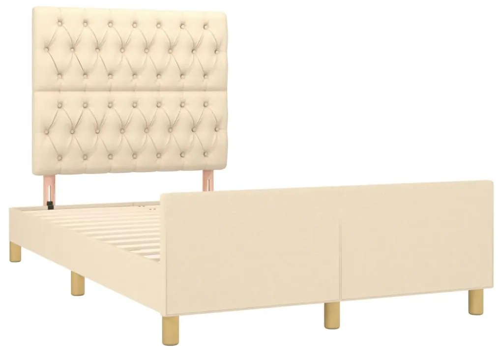 Estrutura de cama sem colchão 120x190 cm tecido creme