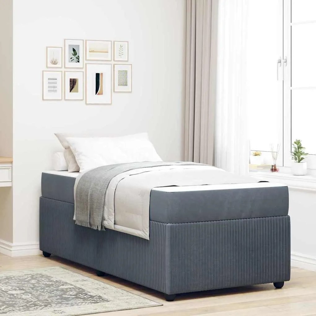 vidaXL Estrutura de cama com colchão Cinzento escuro 90 x 190 cm