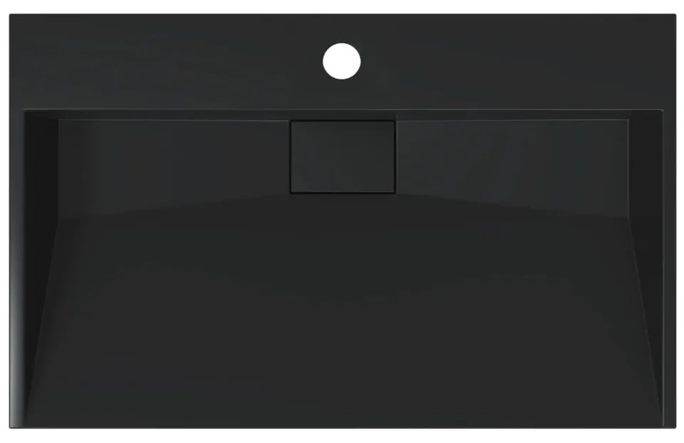 Lavatório 60x38x11 cm mineral/mármore fundido mate preto