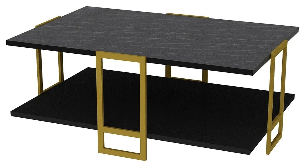 Mesa de Centro Polka – Dourada e Preta – 91,5 x 36,6 x 61,5 cm