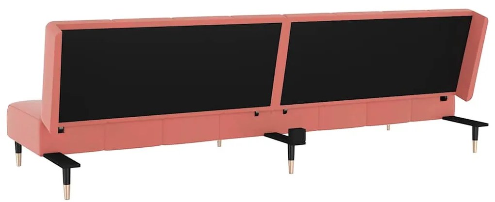 Sofá-cama de 2 lugares veludo rosa