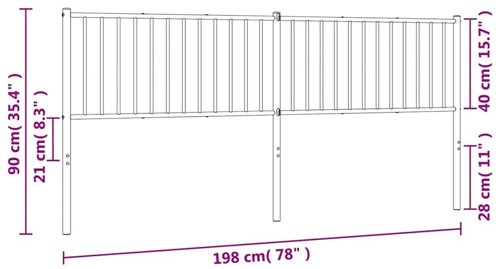 Cabeceira de cama 193 cm metal branco