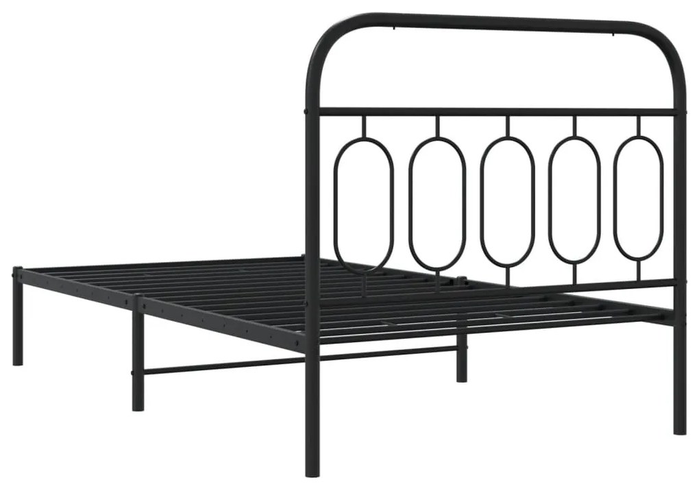 Estrutura de cama com cabeceira 100x190 cm metal preto