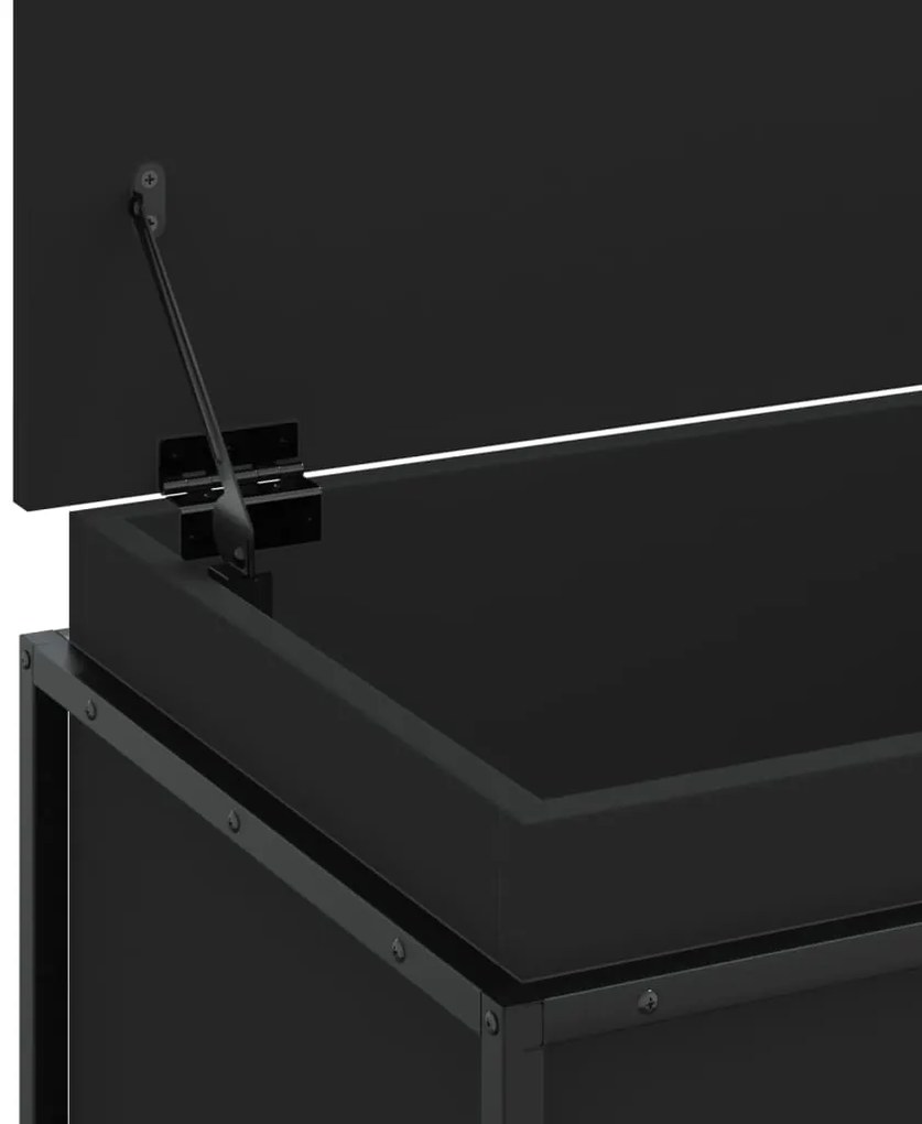 Caixa de arrumação com tampa derivados de madeira preto